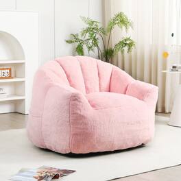 Trinkets Crazed - Bean Bag Chair with Arms,Comfy Faux Fur Boneless Beanbag Chairs for Adults and Kids - Pink