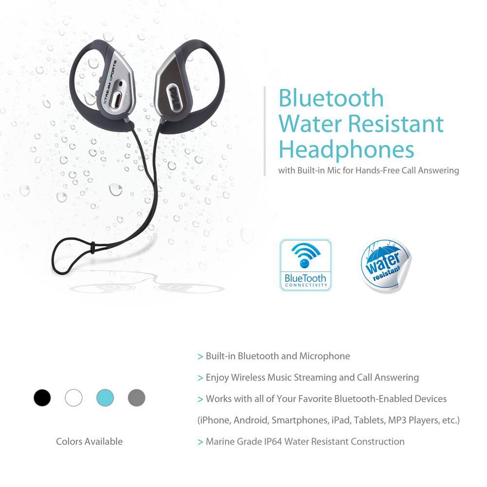 PORTS STREA TRE Bluetooth Water Resistant Headphones with Built-in Mic for Hands-Free Call Answering

- BlueTooth CONNECTIVITY
- Built-in Bluetooth and Microphone
- Enjoy Wireless Music Streaming and Call Answering
- Works with all of Your Favorite Bluetooth-Enabled Devices (iPhone, Android, Smartphones, iPad, Tablets, MP3 Players, etc.)
- Colors Available
- Marine Grade IP64 Water Resistant Construction