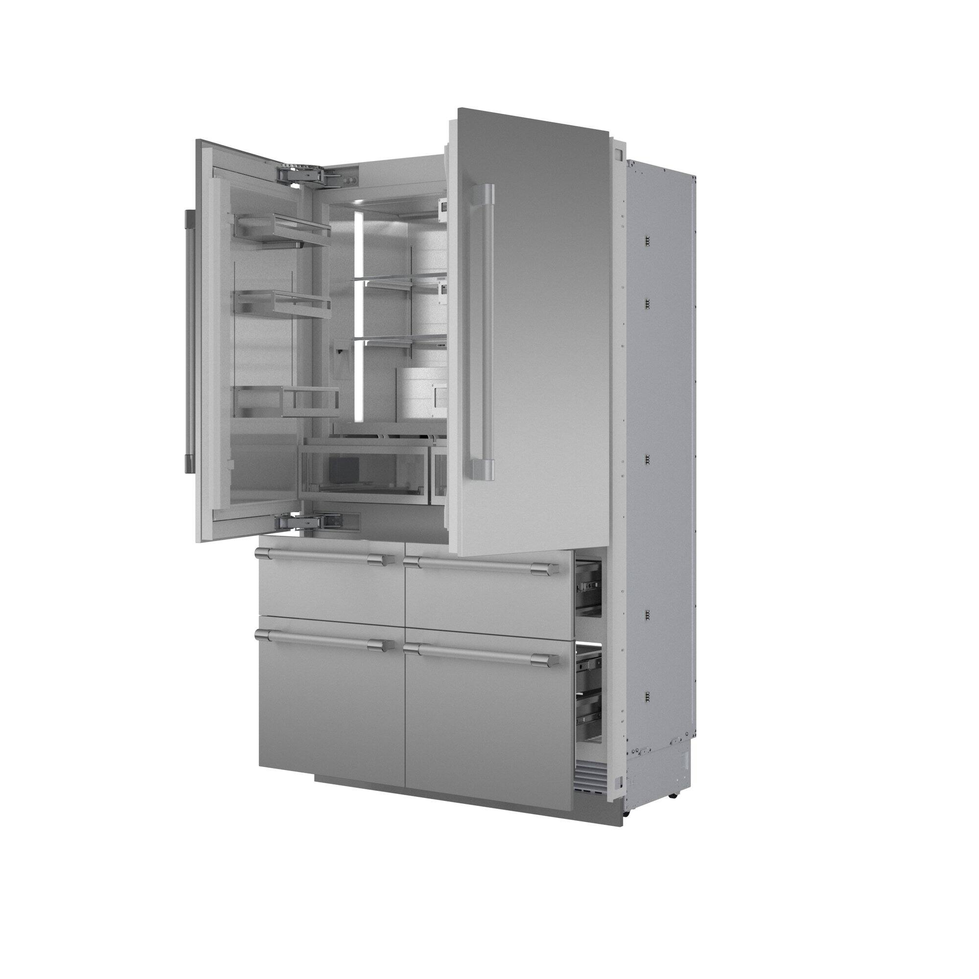 Angle. Thermador - Freedom Collection 26.8 Cu. Ft. French Door Built-in Smart Refrigerator with Professional Series Handles - Stainless Steel.