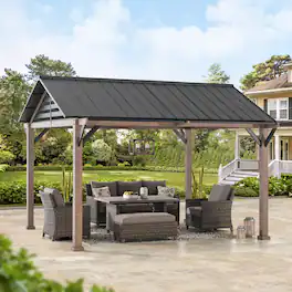 SUNJOY - Kinzie 13 ft. x 13 ft. Hardtop Gazebo With Pergola Awnings