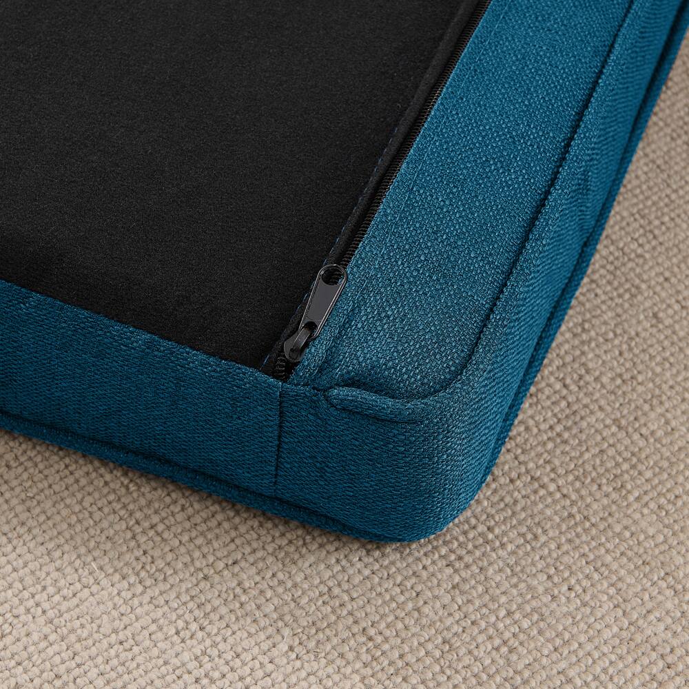 Alt View 4. AOSTIRMOTOR - Dark Blue Rectangular Oversized Soft Linen Fabric Elevated Dogs Pet Sofa Bed - Dark Blue.
