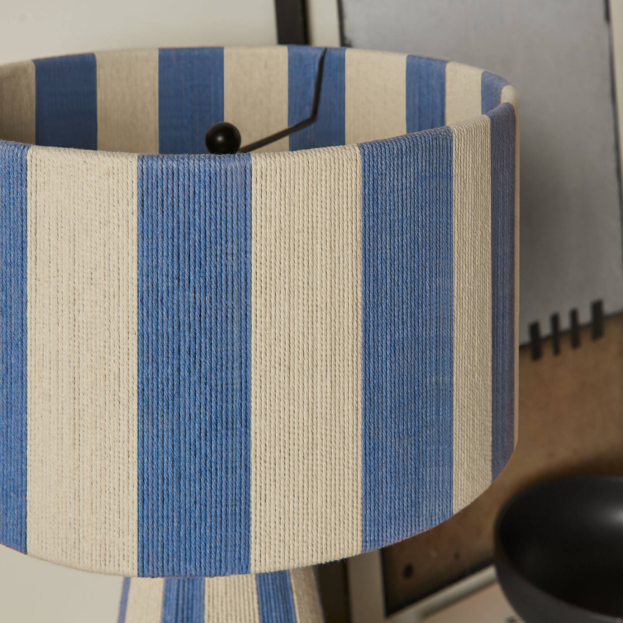 Alt View 2. Modway - Renae Handwoven Cotton Thread Striped Table Lamp by Modway - Capri Blue.
