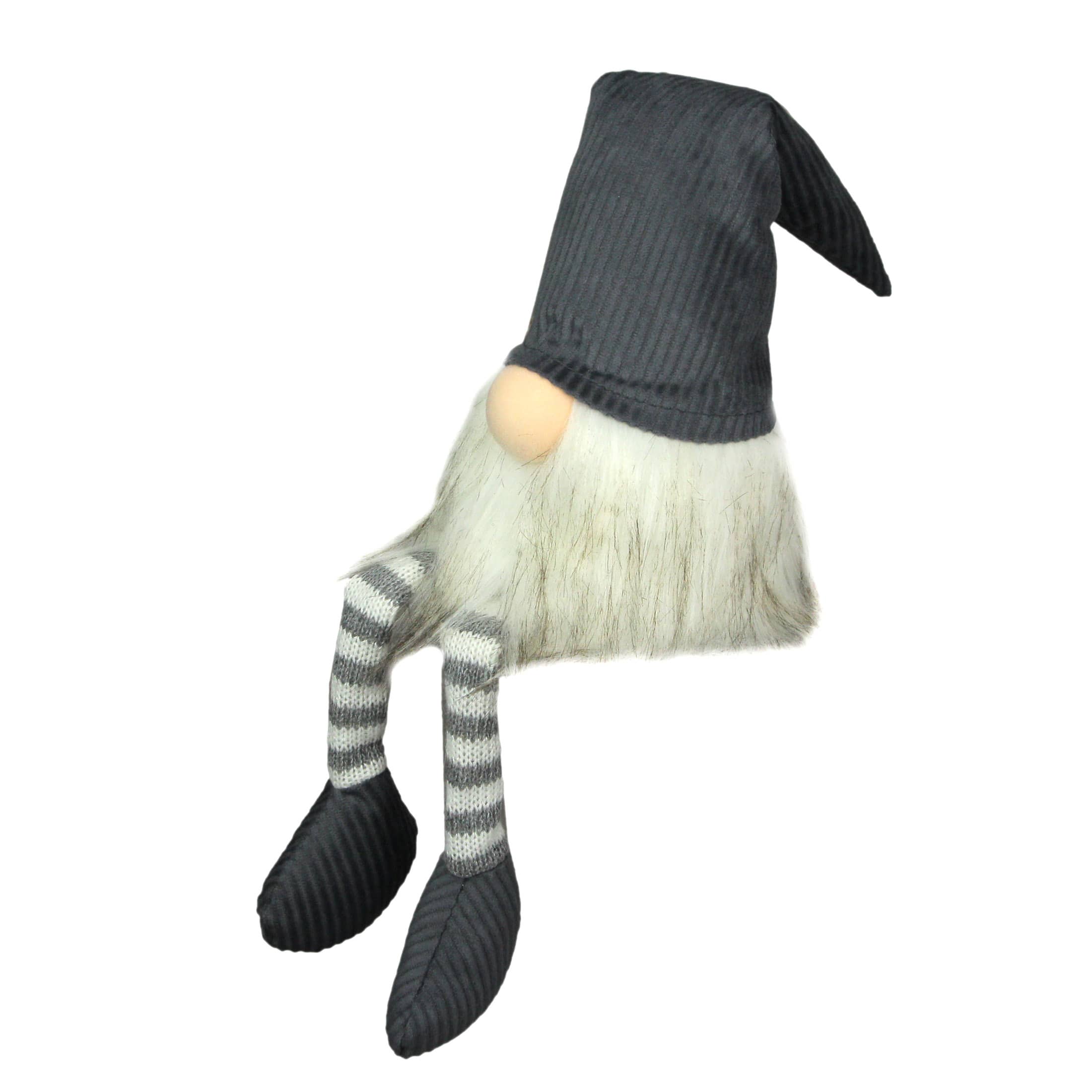 PD Home & Garden - Large Polyester Garden Gnome Shelf Sitter Home Decor Plush Decoration Ornament - Gray