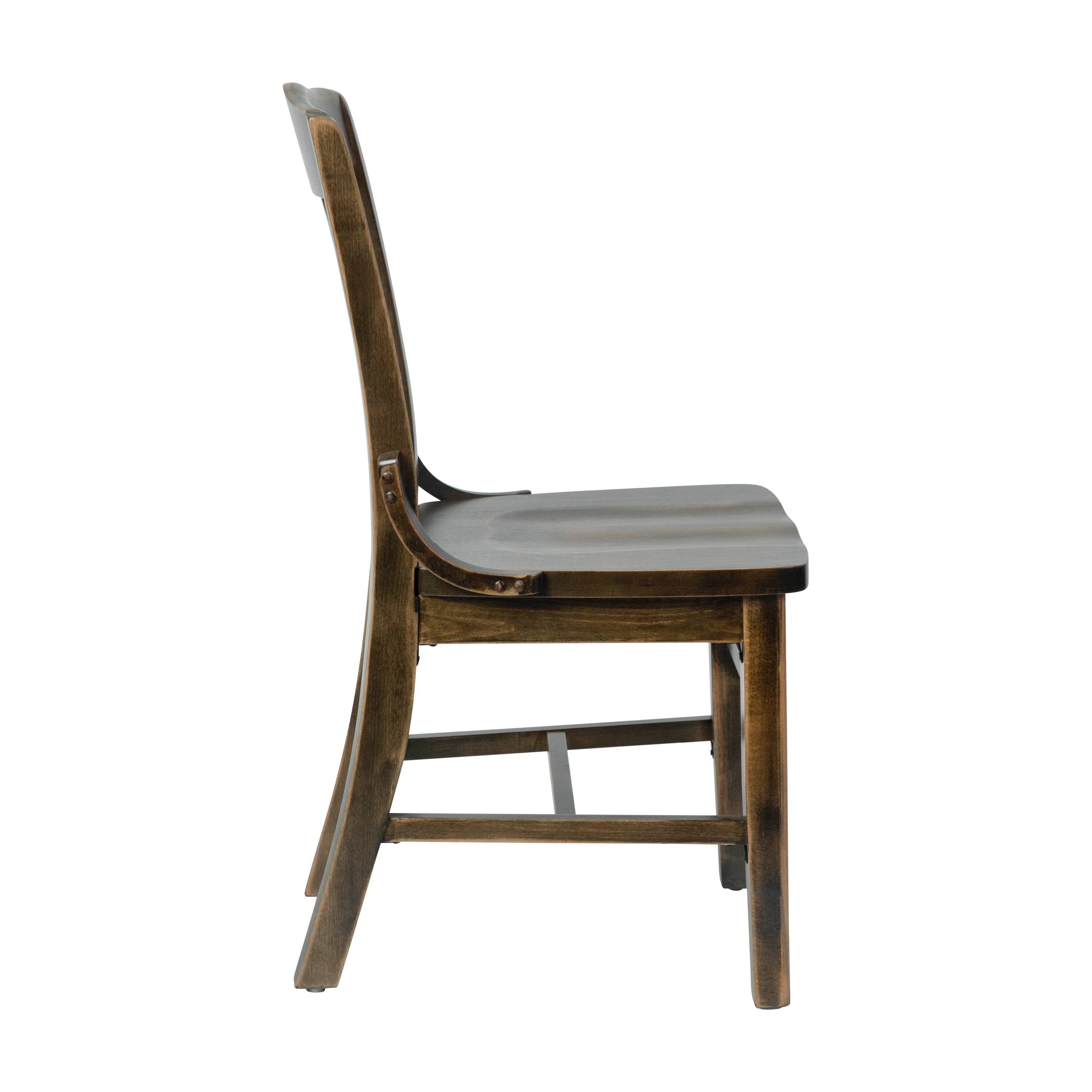 Left. Flash Furniture - HERCULES School House Back Antique Copper Wood Restaurant Chair - Brown.
