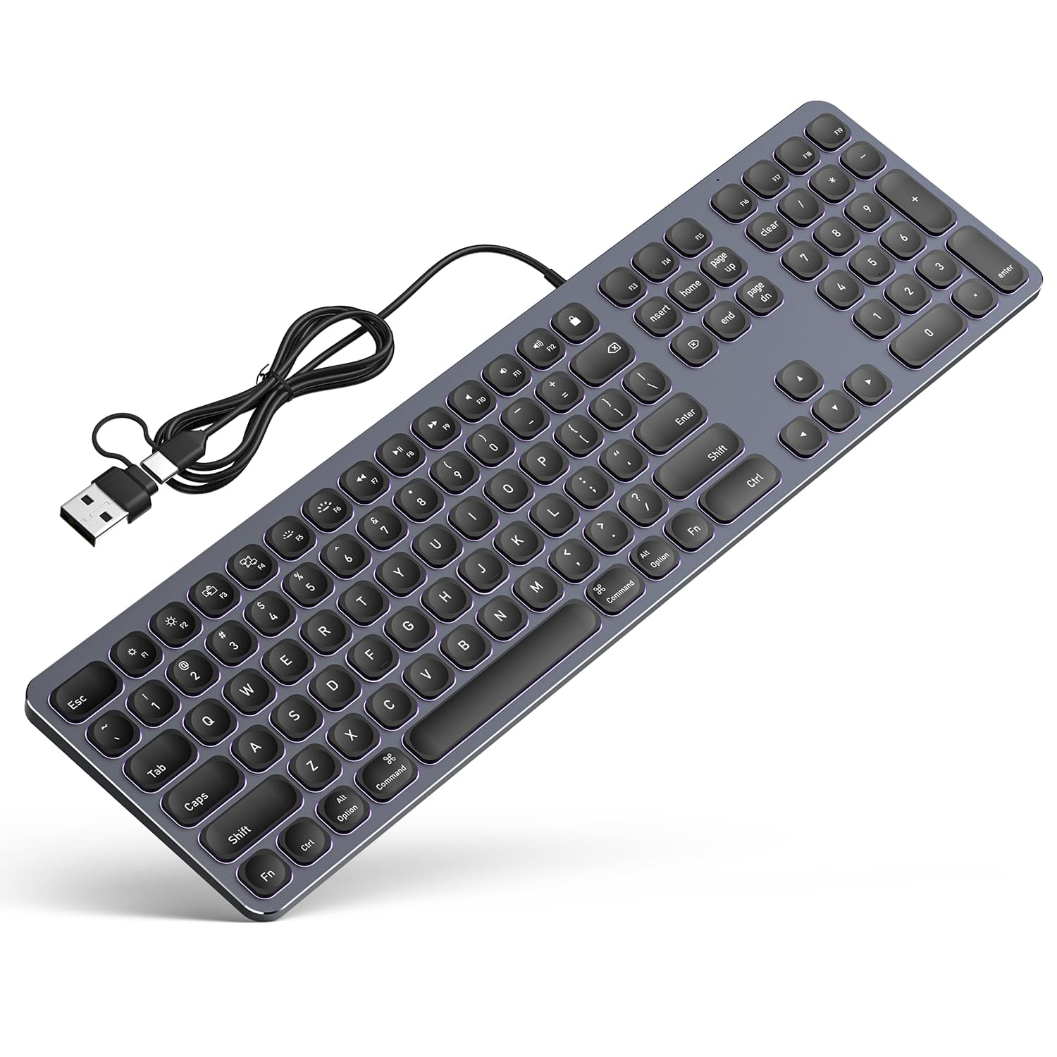 Cozy Serene - Full-size Wireless For Os Layout With Numeric Keypad Risers 90-day Life Rechargeable Scissor-switch Tactile Typing - Backlit Keyboard-BL