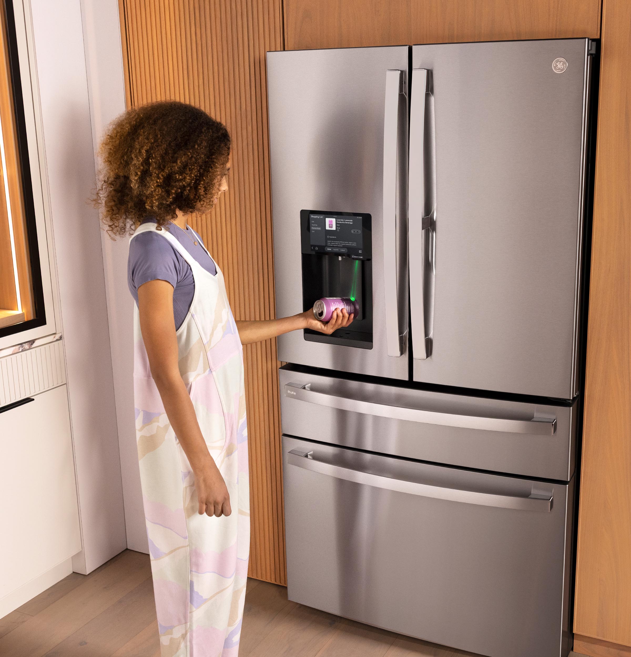 Alt View 24. GE Profile - 36 in. Wide 27.89 Cu. Ft. Smart Energy Star 4-Door French Door Refrigerator with Kitchen Assistant - Stainless Steel.