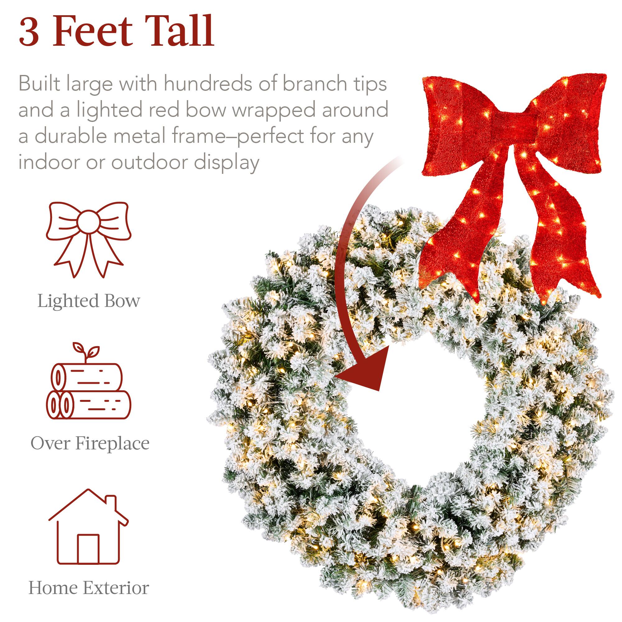 3 Feet Tall

Built large with hundreds of branch tips and a lighted red bow wrapped around a durable metal frame—perfect for any indoor or outdoor display

- Lighted Bow
- Over Fireplace
- Home Exterior