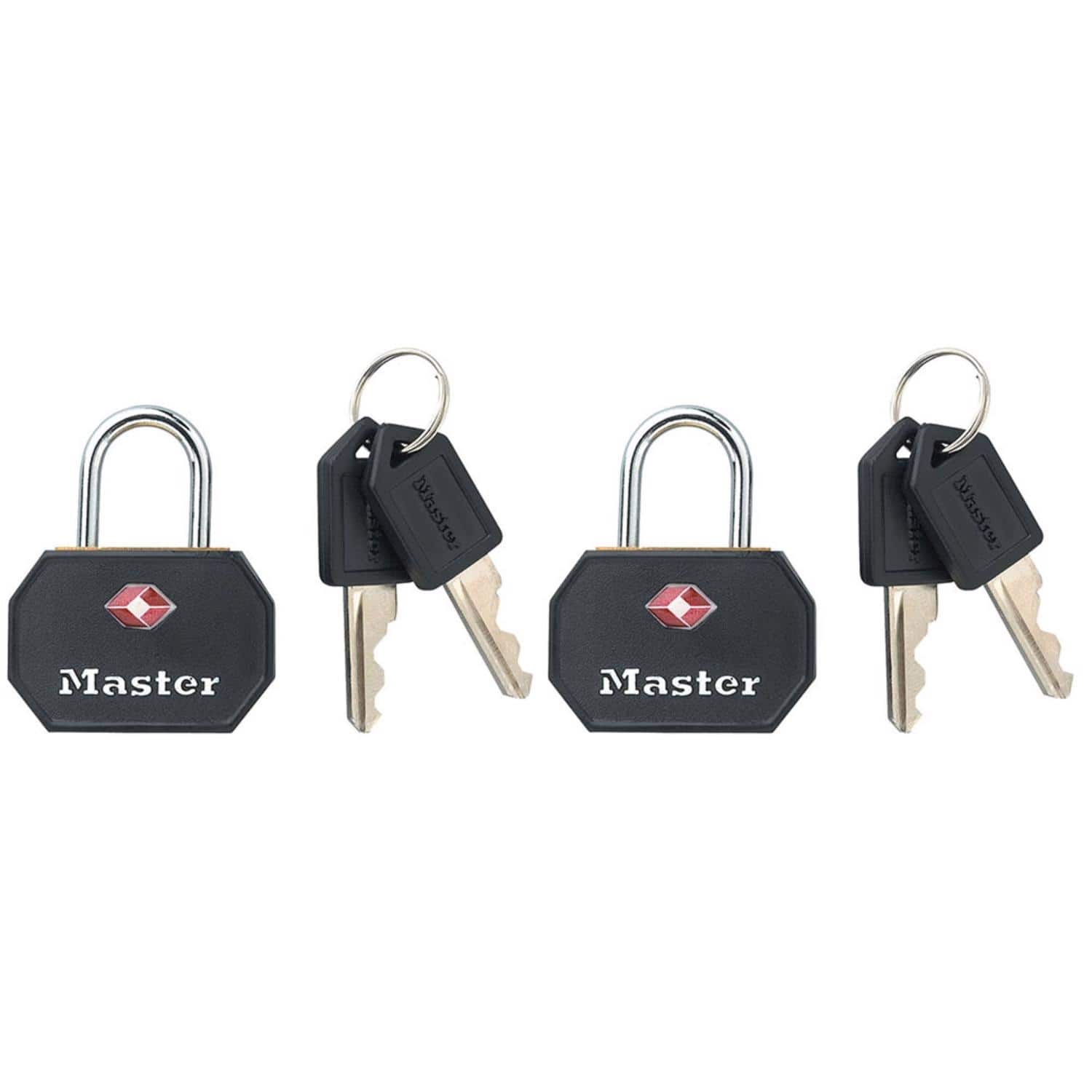 Master Lock - 15/16 in H X 5/8 in W X 1-1/4 in L Vinyl Covered Steel Pin Tumbler Luggage Lock - Black