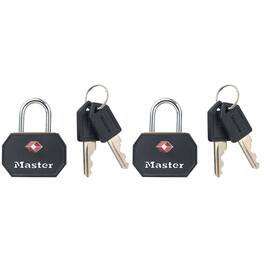 Master Lock - 15/16 in H X 5/8 in W X 1-1/4 in L Vinyl Covered Steel Pin Tumbler Luggage Lock - Black