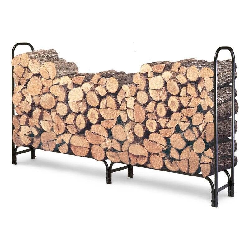 Front. SlickBlue - 8ft Firewood Rack for Outdoor Use with Heavy Duty Tubular Steel Frame - Black.