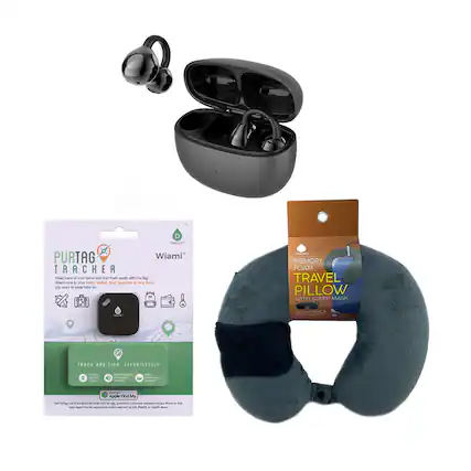 PLAGONIC - PURTAG TRACKER
Kone track a your tame are drue te eanily wth PurTag Attach ane To pa ke wallet, beg. Jupgage or dry Ium yu wart 1
KORD sa n nAn
MEMORY FOAM TRAVEL PILLOW WITH SLEEP MASK
2
TRACH ROD FIND, EFFORTLESSLY
- Apple Find My -