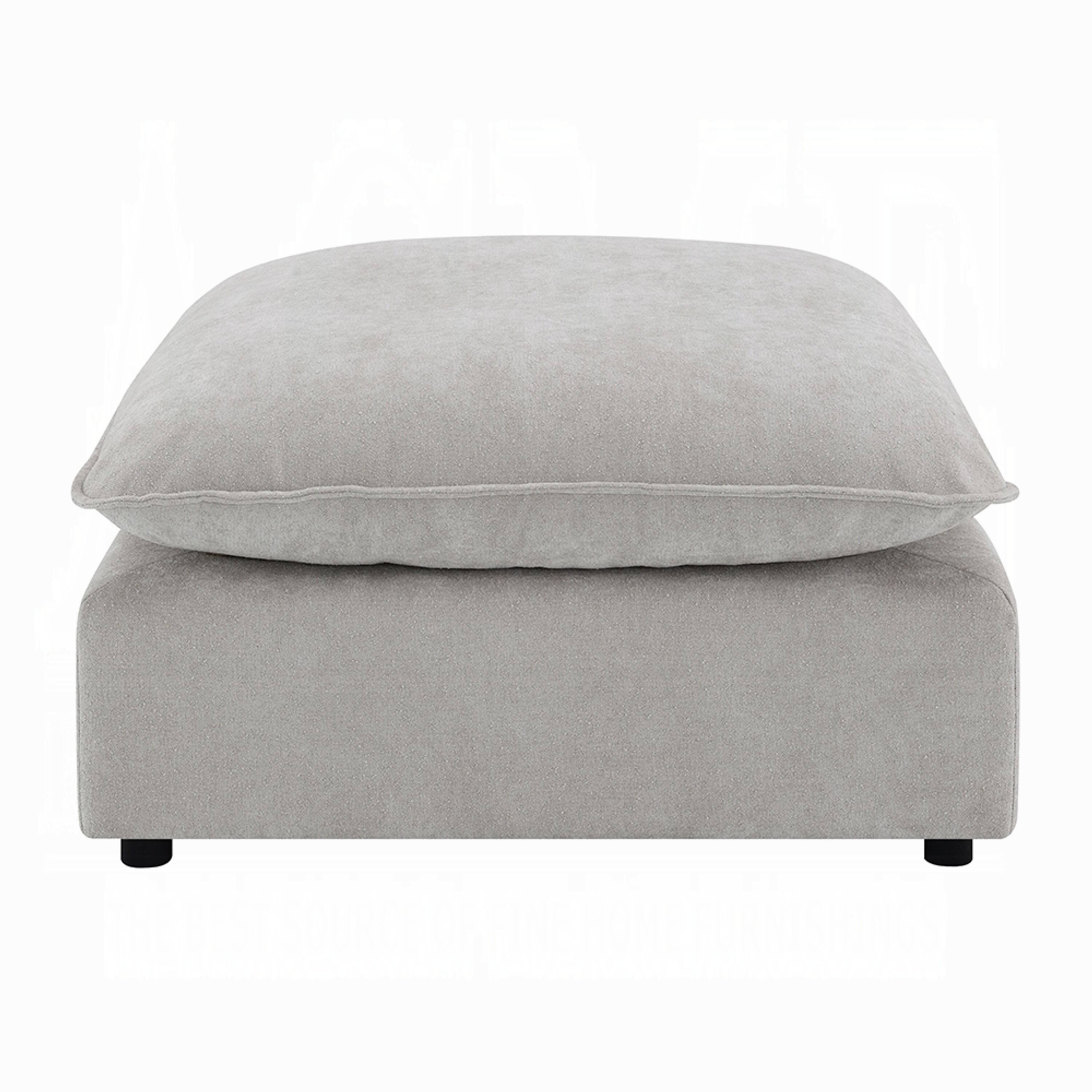 Alt View 1. Manhattan Lane - 37 Inch Modular Ottoman, Feather Down and Cotton Fill Seat, Beige Boucle - Beige, Black.