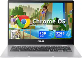 ASUS - Refurbished Excellent - Chromebook CX1400CNA-WS01 14" HD Anti-Glare Laptop, Intel Celeron N3350 , 4GB RAM, 32GB eMMC, Intel HD Graphics - Silver