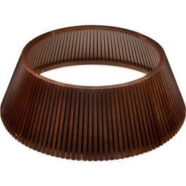 Best Choice Products - 42in Wood Slatted Christmas Tree Collar - Walnut