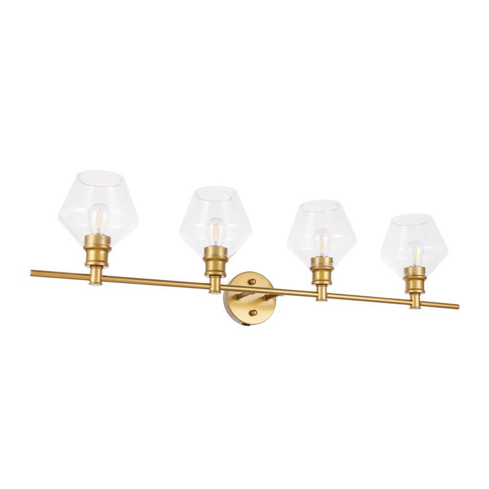 Alt View 7. Living District - Gene 4 light Brass and Clear glass Wall sconce - Brass And Clear Glass.