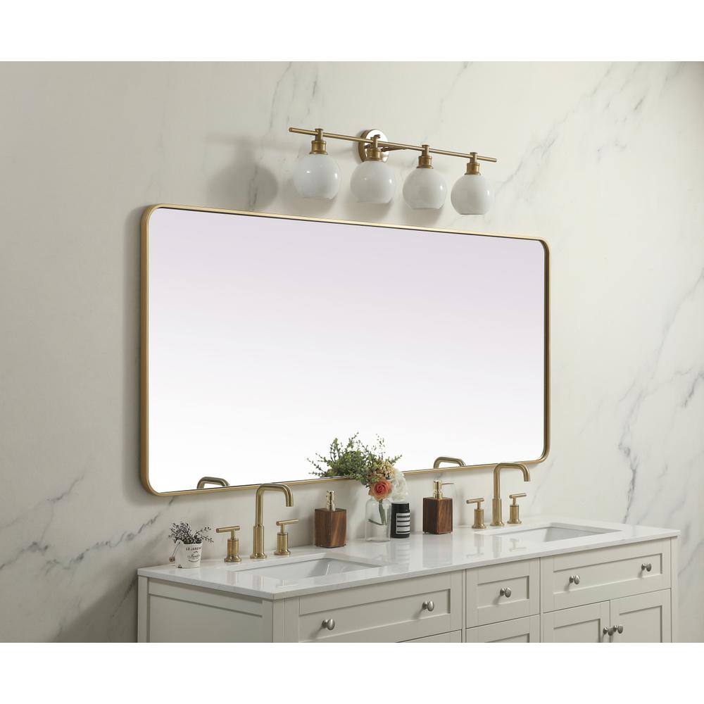 Alt View 7. Elegant Decor - Soft Corner Metal Rectangle Mirror 32x72 Inch in Brass - Brass.