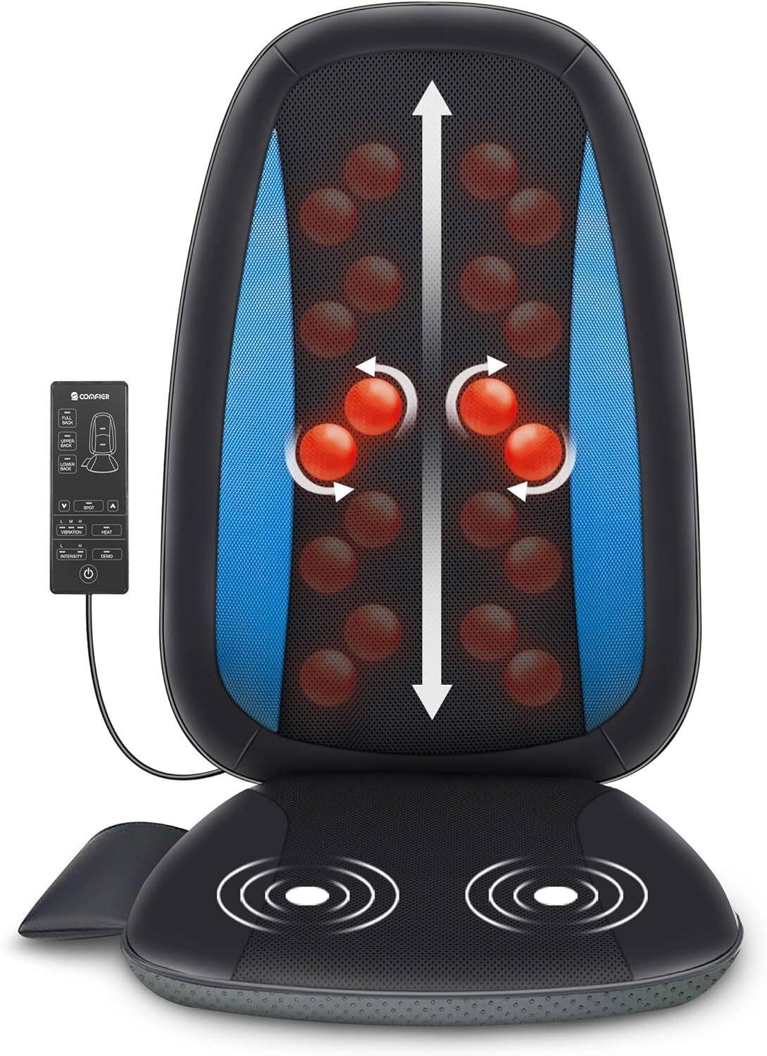 Comfier - Shiatsu Back Massager with Heat Deep Tissue Kneading Massage Seat Cushion - Black