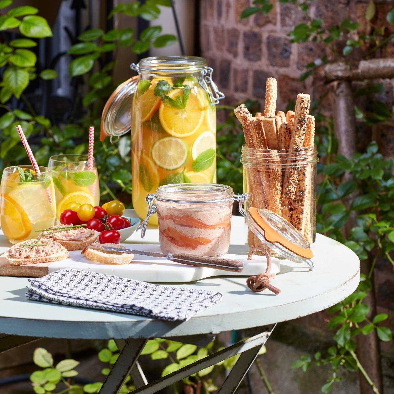 Alt View 1. Le Parfait - Familia Wiss Terrine - 1L Wide Mouth French Glass Mason Jar w/ 2-Piece Gold Lid, 32oz/Quart (Pack of 4) dia.110mm.