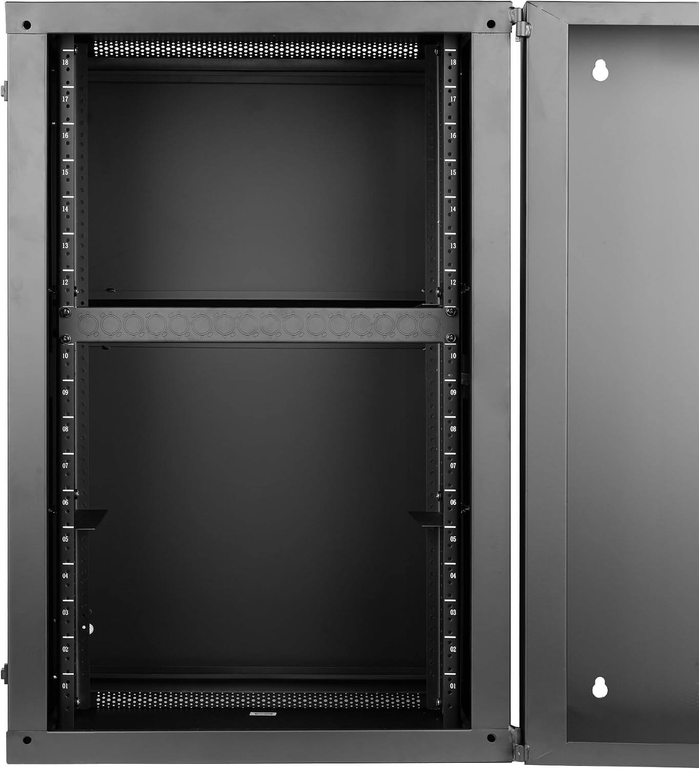Alt View 1. Gator - 1U Universal Rack Panel with 16 Knockouts, 16-Gauge Cold-Rolled Steel Construction.