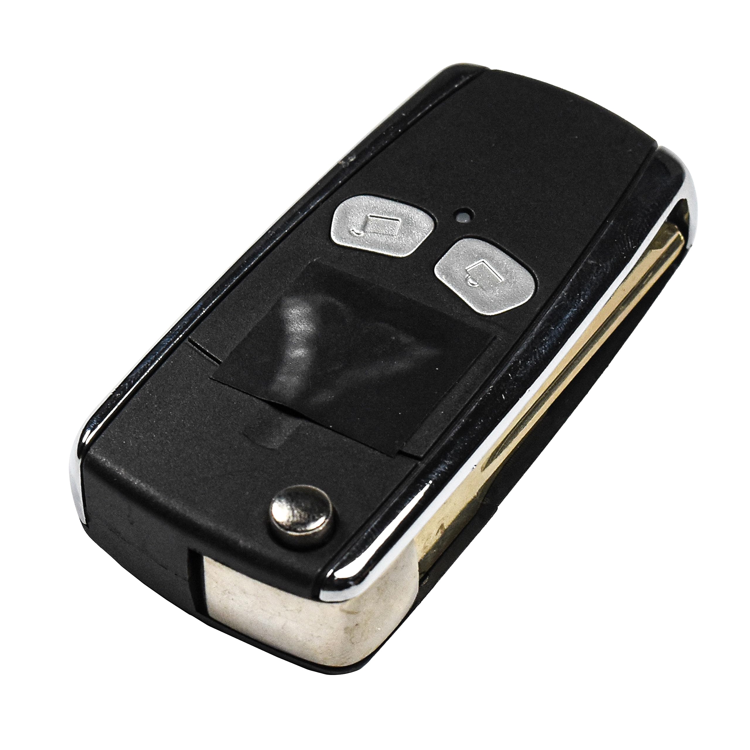 Alt View 3. HQRP - Folding Flip Key Fob Shell Case, 2-Button, Uncut Blade - for Mitsubishi Lancer 2002-2010 - Black.