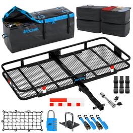 Mockins - 60 in. x 20 in. x 6 in. Trailer Hitch Cargo Carrier Rack w/ 16 Cu Ft. Cargo Bag, 4 Packing Cubes & Accessories