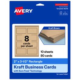 Avery - 2" x 3-1/2" Rectangle Cards, Kraft 80ct - Brown