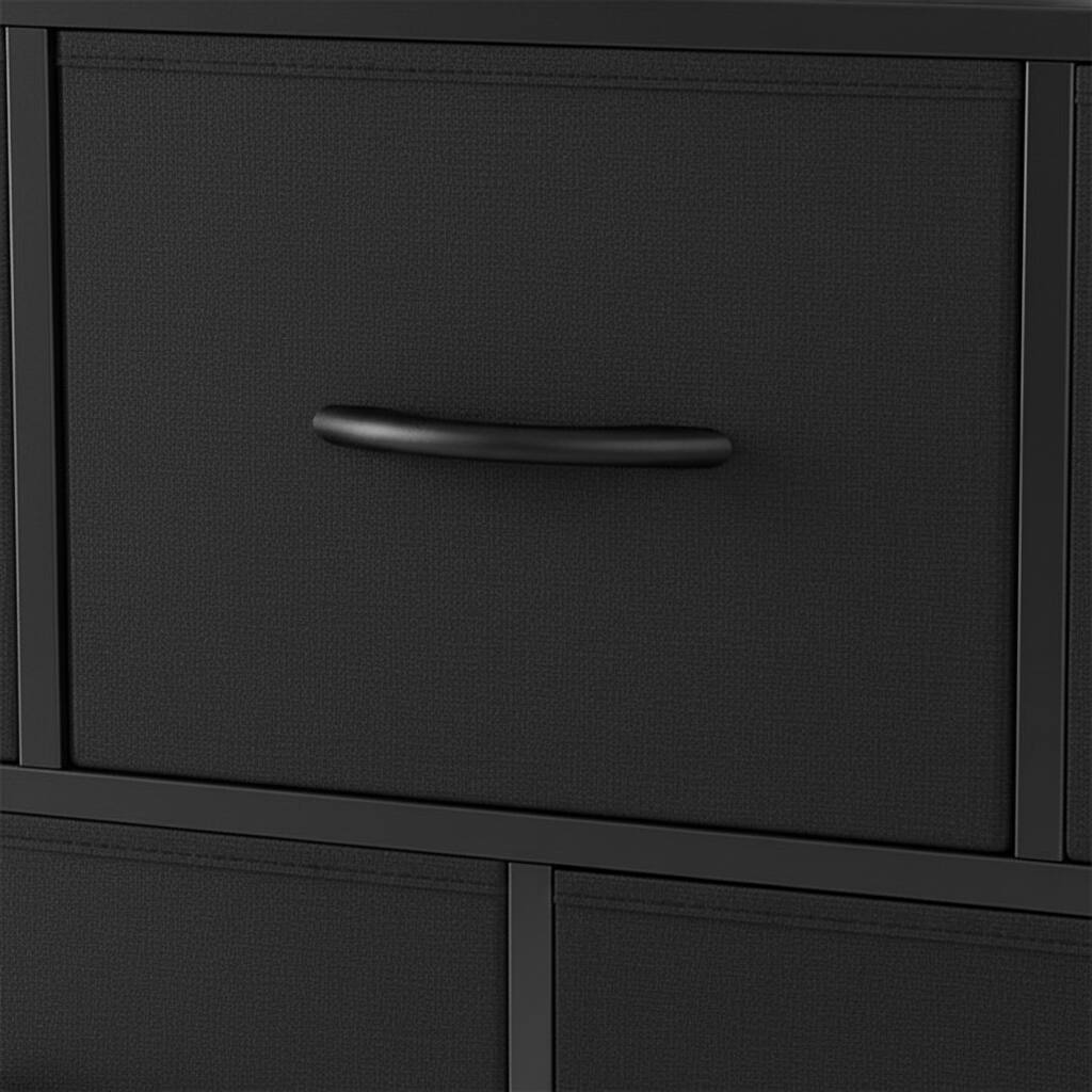 Left. AOITUN - 5-Drawer Fabric Dresser, 39.4" Narrow TV Stand for 43 Inch TV, Tall Storage Chest for Small Bedroom - Black.