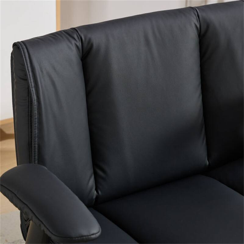Alt View 1. HTUTWOO - Cross Legged Office Chair with Flip-Up Armrests - PU Leather Swivel Desk Chair, Wide Seat, Adjustable Height, Wheels - Black.