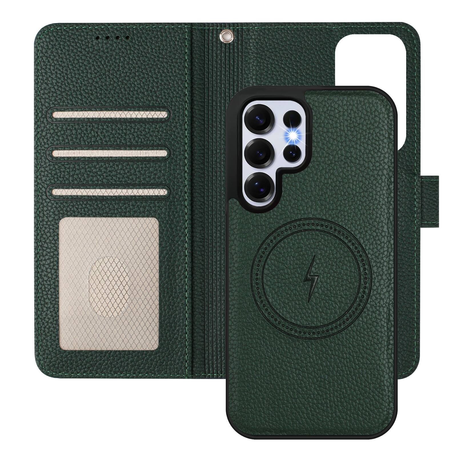Alt View 2. Dteck - Magnetic Detachable 2-in-1 Wallet Case for Samsung Galaxy S25 Ultra,PU Leather Flip Cover with Card Slots & Wrist Strap - Blue.