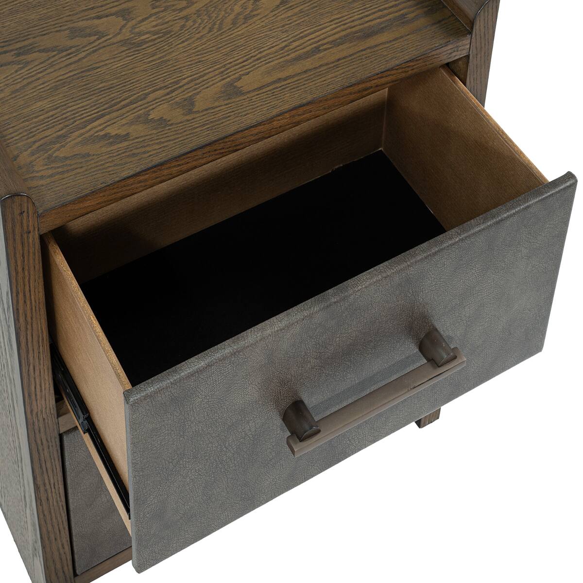 Alt View 2. Loheer - Loheer Mid Century Modern Nightstand, Two Drawer Bedside Table in Dark Walnut - Dark Walnut.