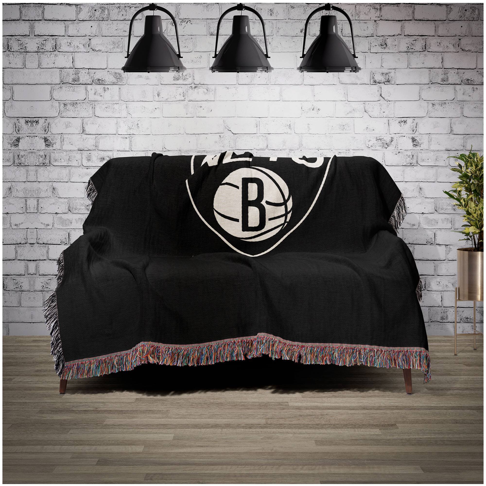 Alt View 1. Chad & Jake - Brooklyn Nets Woven Blanket - Black.