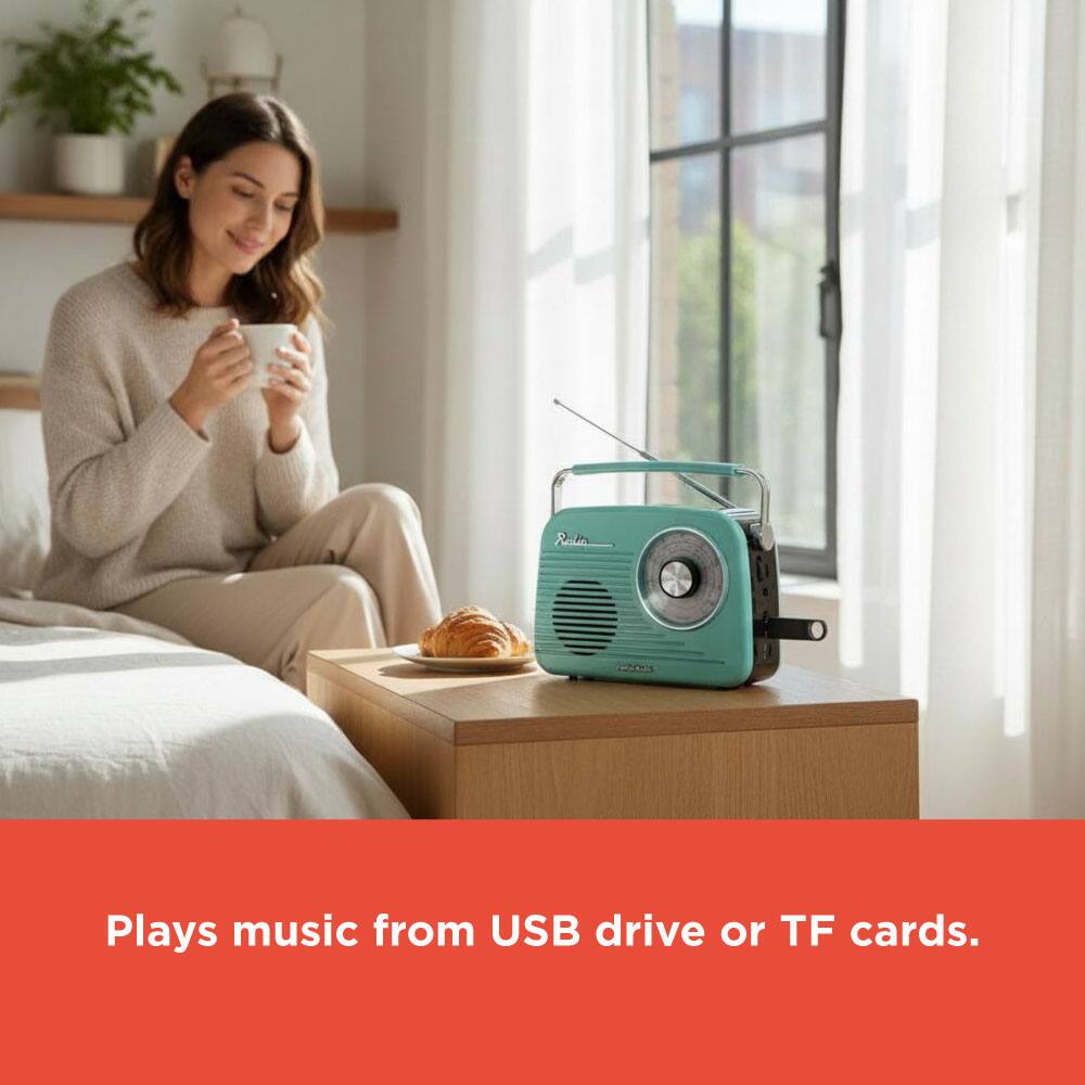Plays music from USB drive or TF cards.