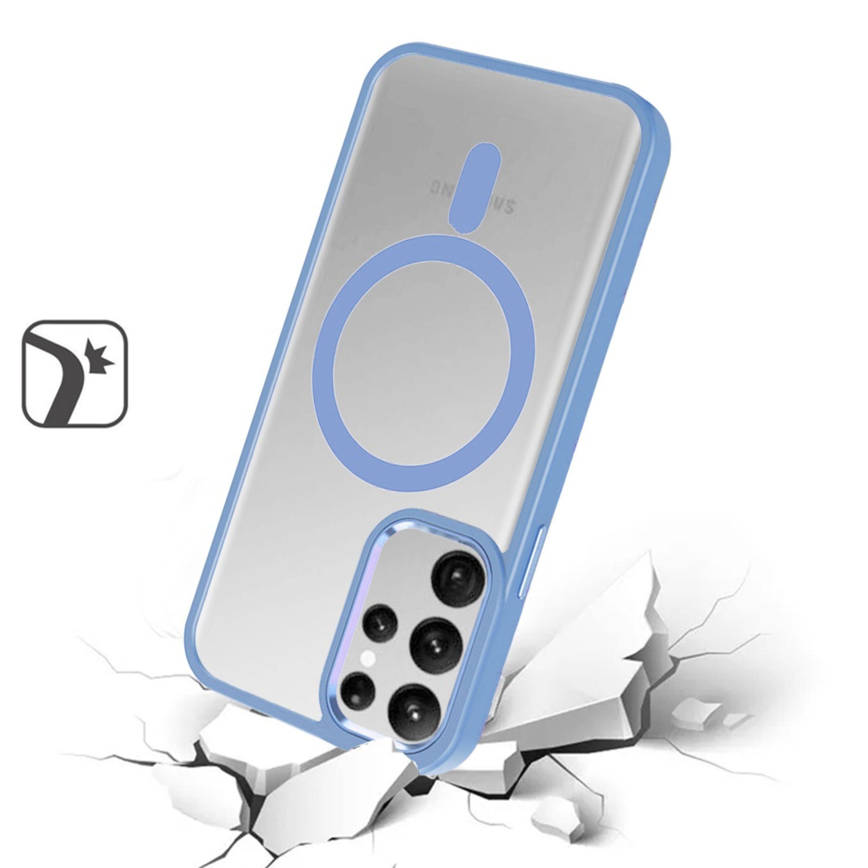Left. Kitcheniva - Clear Back Magnetic Circle Metal Buttons Phone Case For Samsung Galaxy S24+ Plus Light Blue - Light Blue.