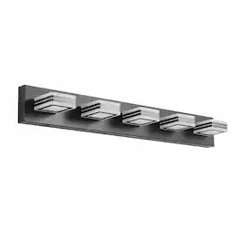 RYHNUYNE - 5‑Light LED Vanity Light, 34" Modern Bathroom Wall Light Fixture, Over Mirror Bath Vanity Lighting - Black