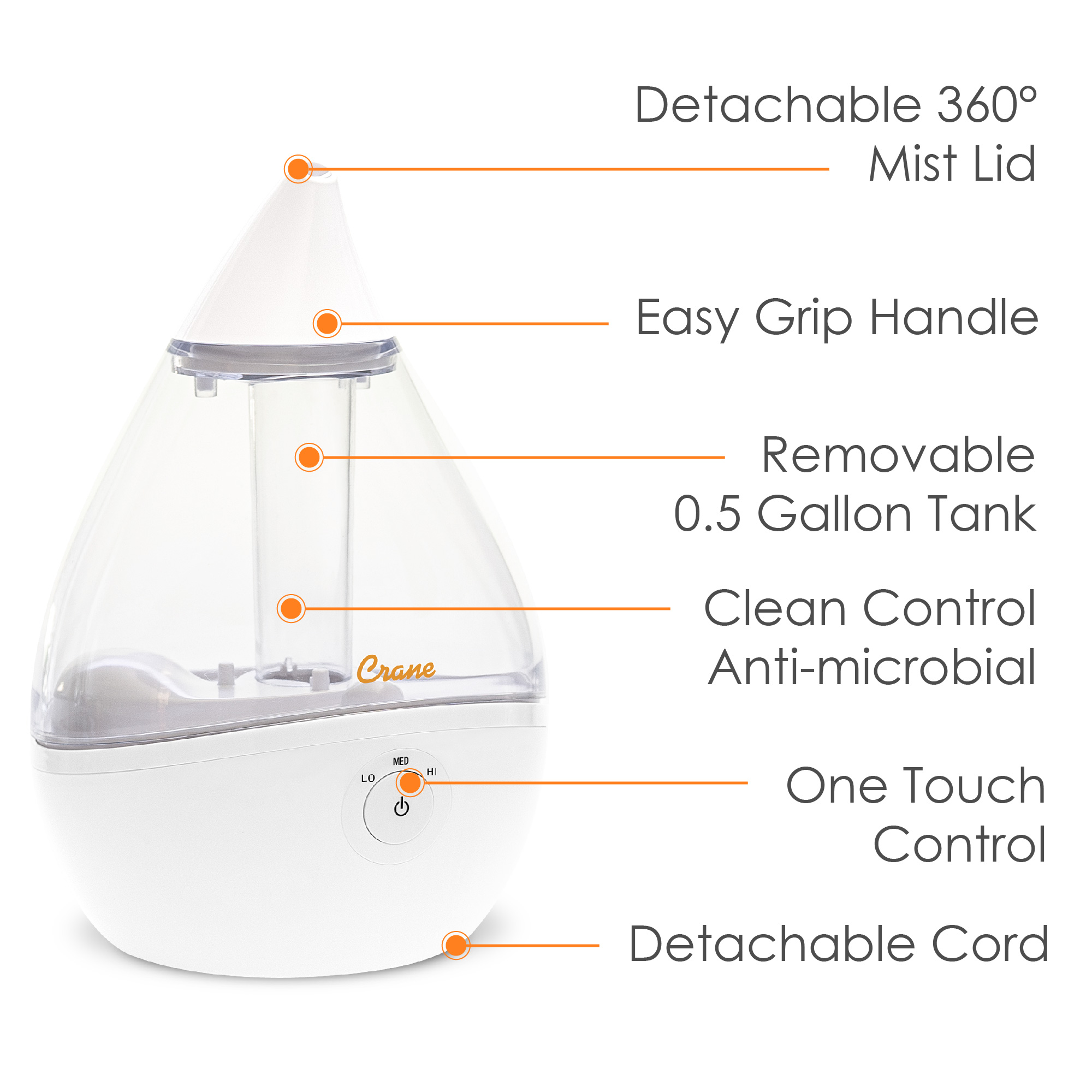 Back View: PureGuardian - 1.5 Gal. Ultrasonic Cool Mist Humidifier - Blue/white