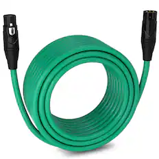 Front. Lyxpro - 75 ft Balanced XLR Cable, Male to Female, 3 Pin Microphone Cable - Green.