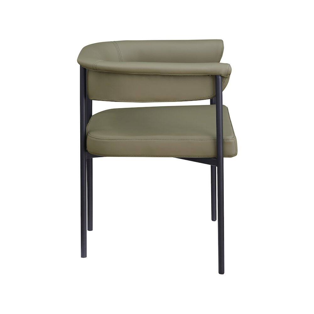 Alt View 2. Meridian Furniture - Malin Olive Vegan Leather Dining Chair, Set of 2 - Green.