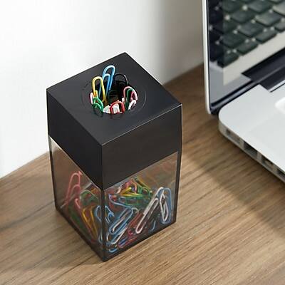 Alt View 5. Staples - Magnetic Paper Clip Dispenser, Clear/Black  - Black/Clear.