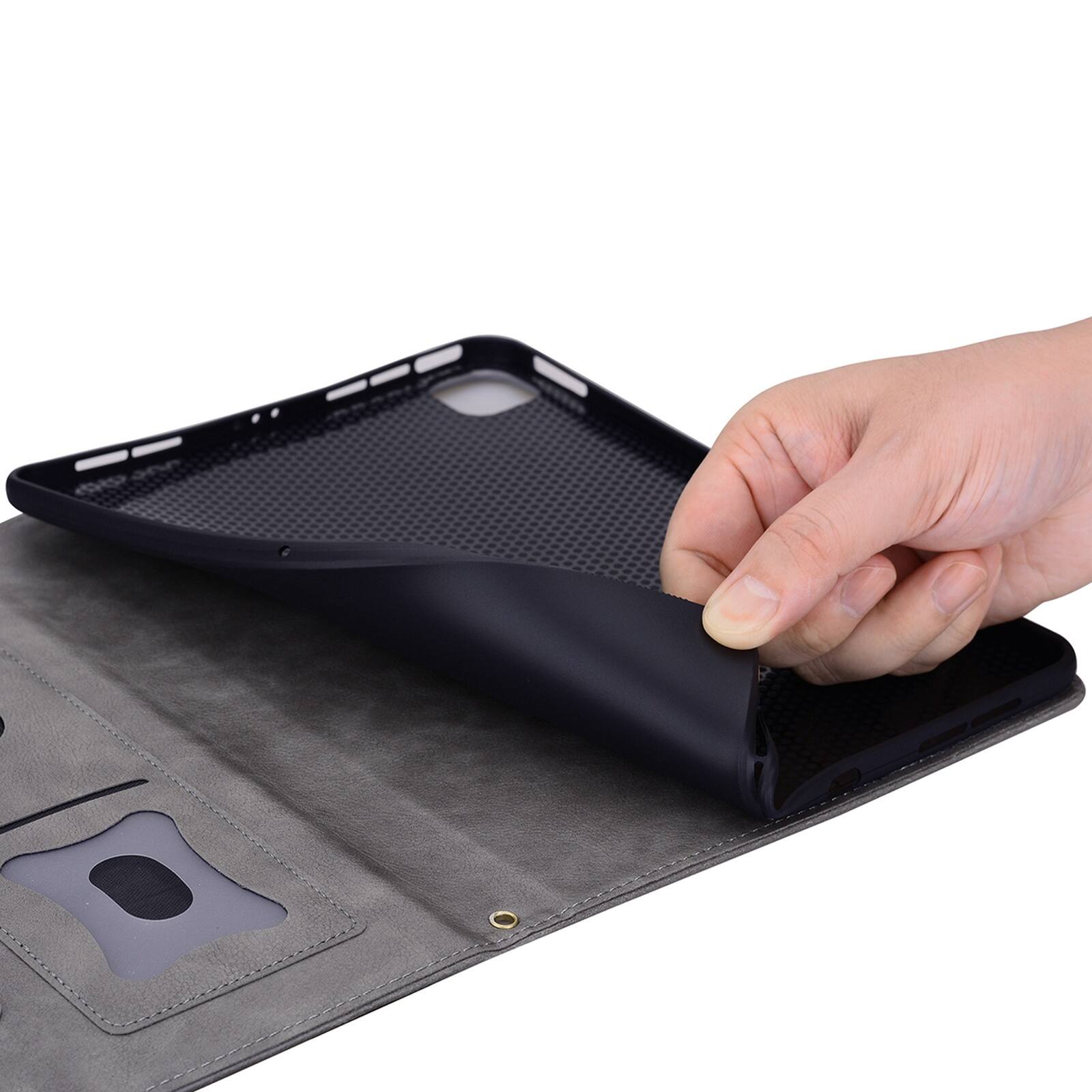Alt View 9. Dteck - Case For Apple iPad mini (A17 Pro) 2024/iPad mini 6th Business Premiun Leather Folio Adjustable Stand Card Slots Cover - Gray.