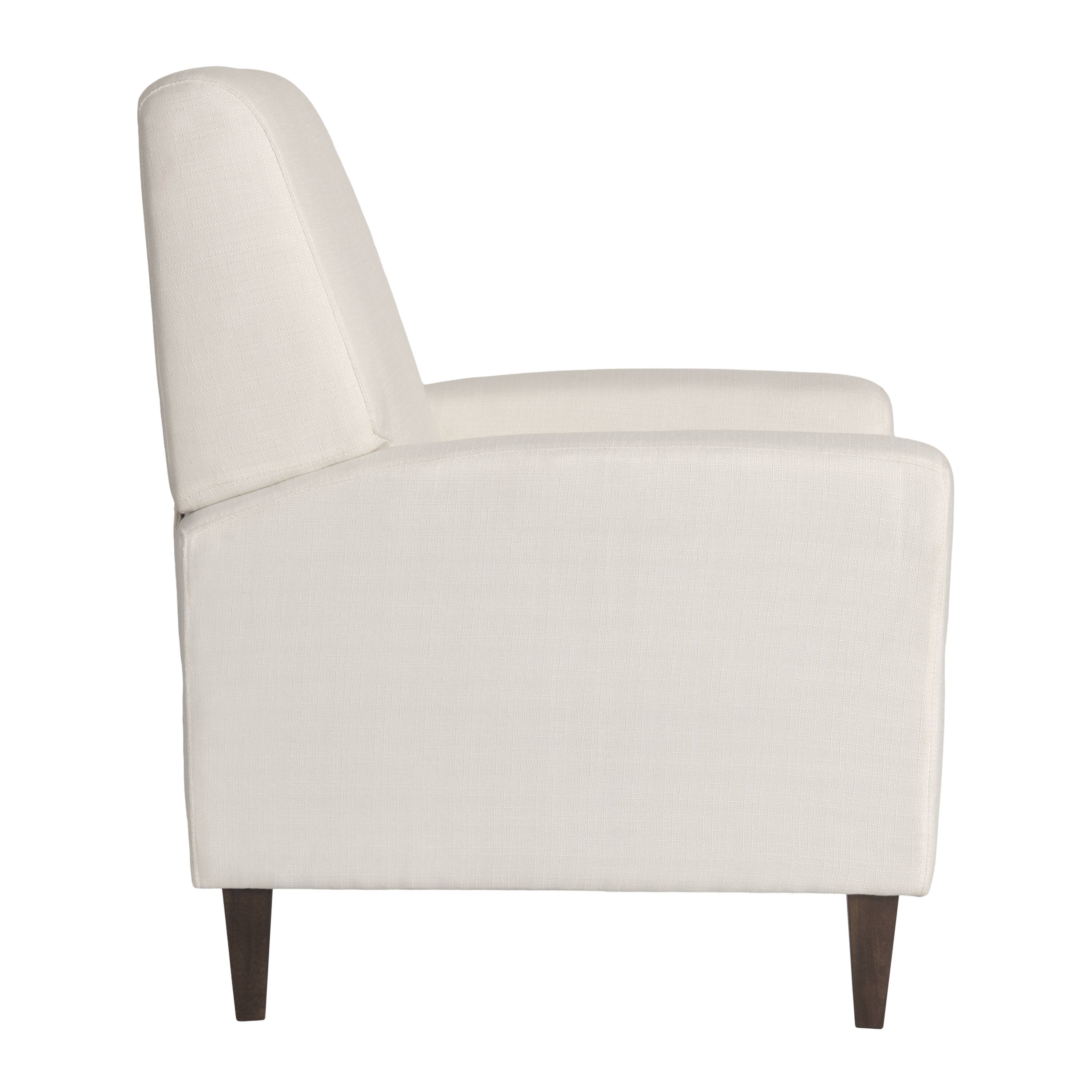 Alt View 6. CorLiving - Wells Basketweave Fabric Upholstered Indoor Pushback Recliner with Wood Legs - Off White.