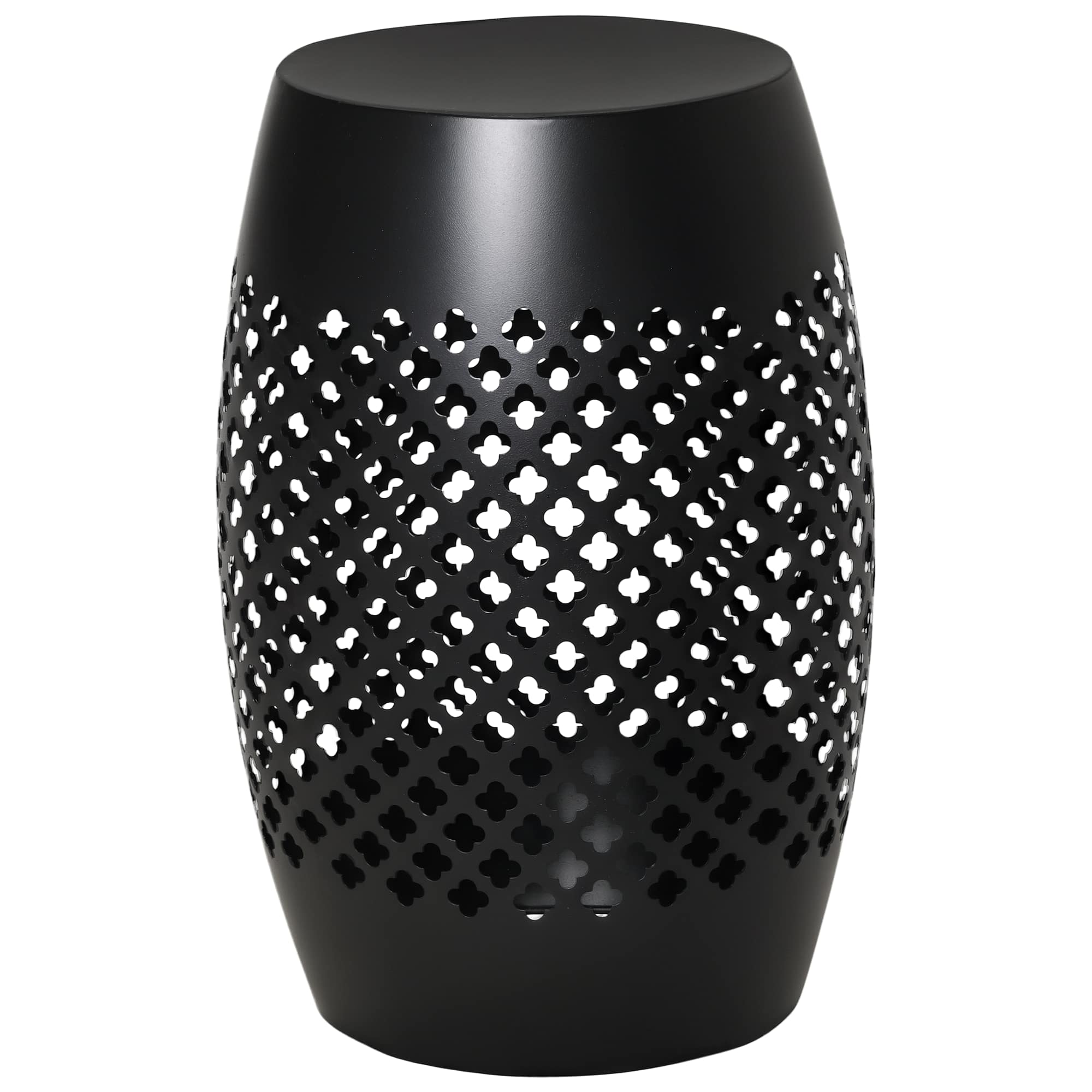 Outsunny - 12.5" Steel Outdoor Side Table, Round Hollow Drum Patio End Table, Accent Table for Indoor and Outdoor - Black