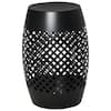 Front. Outsunny - 12.5" Steel Outdoor Side Table, Round Hollow Drum Patio End Table, Accent Table for Indoor and Outdoor - Black.