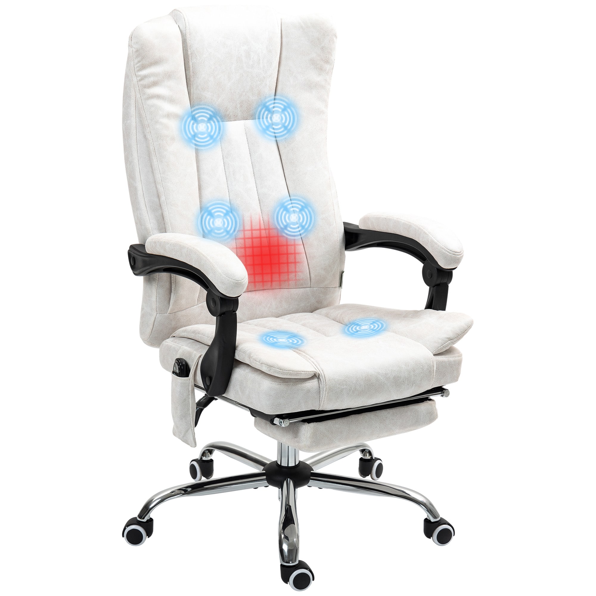 Front. Vinsetto - 6 Point Vibration Massage Office Chair, High Back Computer Chair with Heat, Adjustable Height - White.
