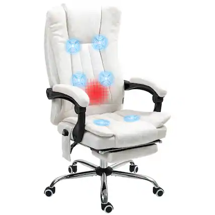 Front. Vinsetto - 6 Point Vibration Massage Office Chair, High Back Computer Chair with Heat, Adjustable Height - White.