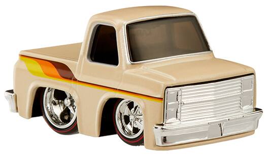 Angle. Car Tuned - 1987 Chevrolet C10 Pickup Truck Beige with Stripes "Customs" Series 3 Diecast Model Car by CarTuned - Beige.