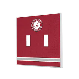 Keyscaper - Alabama Crimson Tide Stripe Design Double Toggle Light Switch Plate - Multicolor