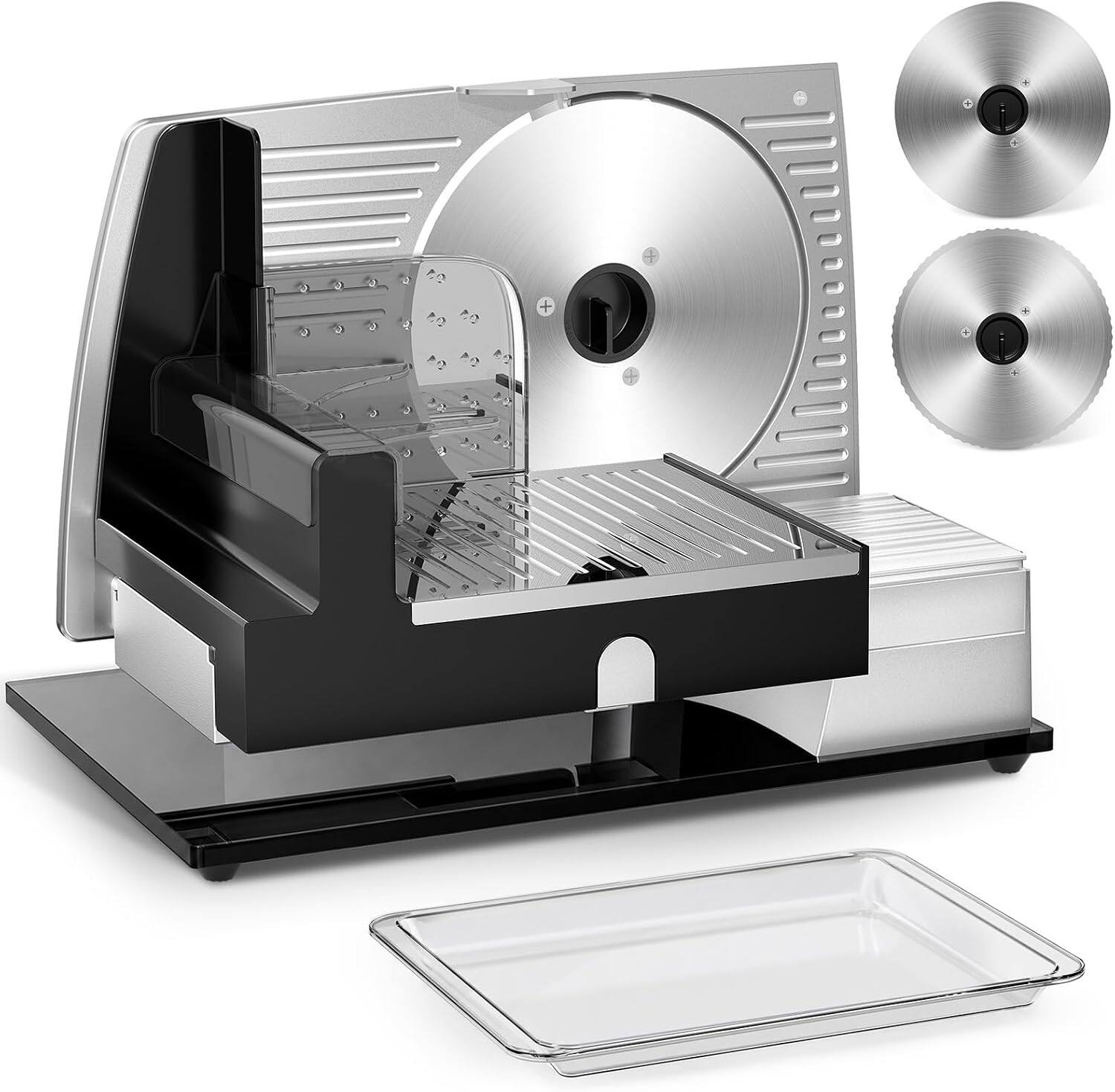 Back. OSTBA - Electric Meat Slicer, 160W DC Motor, 0–22mm Dial, 2 Stainless Blades.
