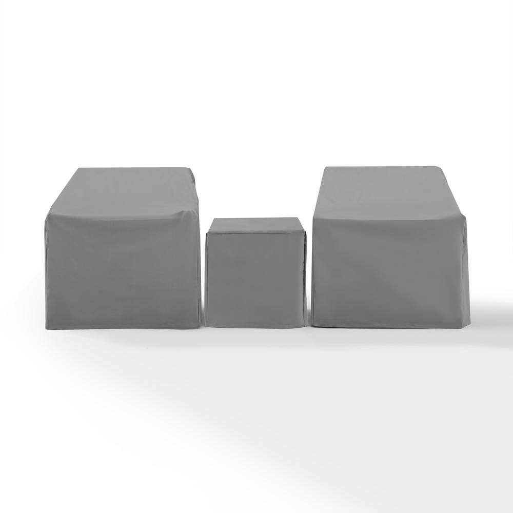 Left. Crosley Furniture - 3Pc Outdoor Furniture Cover Set - Two Armchairs & End Table - Gray.