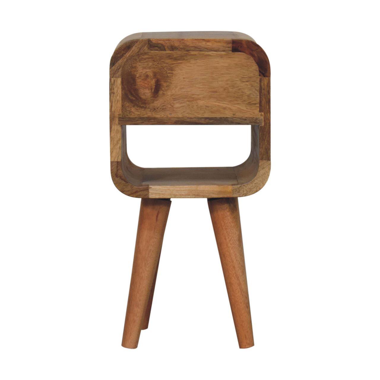 Alt View 6. Artisan Furniture - Artisan Furniture Solid Wood Extra Mini Oak-ish Curve Lower Bedside, 1 Drawer, 1 Open Slot, Nordic Legs, Light Brown - Oak.