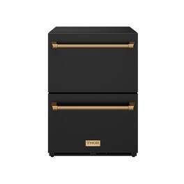 Gordon Ramsay Series by Thor Kitchen 24 Inch Indoor Outdoor Freezer Drawers with Bronze Hardware - Black